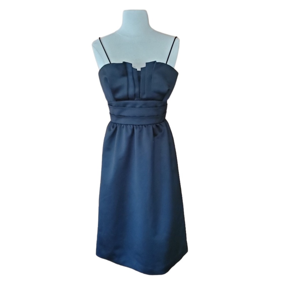 1980s Act 1 Black Matte Satin Dress